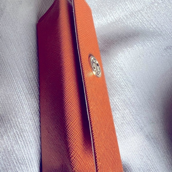 💕Tory Burch Sunglass Eyeglass Glasses Orange Leather Case NWOT - Picture 5 of 7
